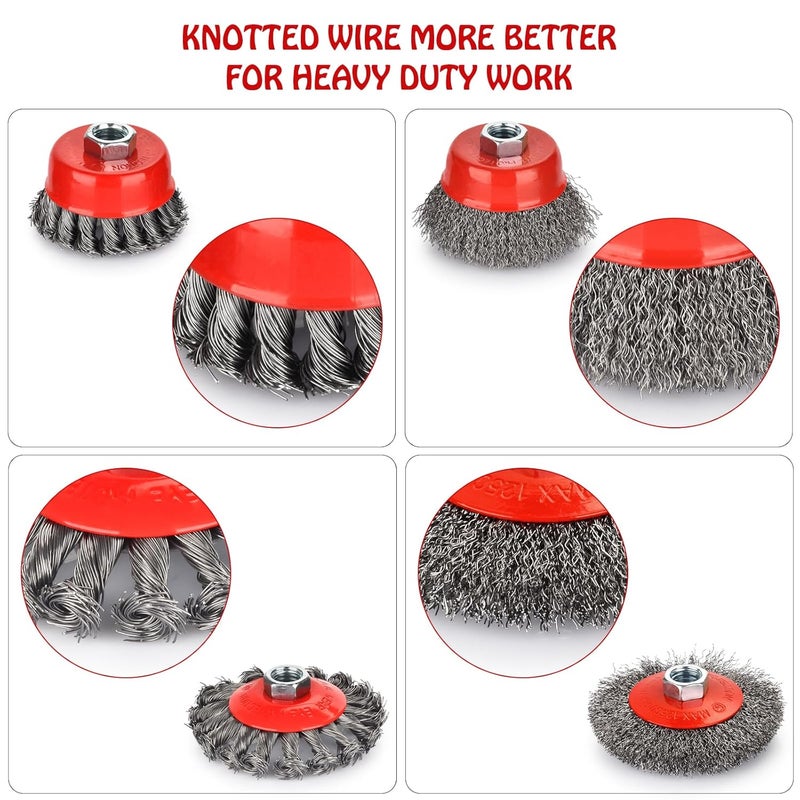 phntake Wire Wheel for Angle Grinder 12 Pack, Coarse Crimped Wire Wheel Brush Wire Cup Brush 4 1/2 Angle Grinder Wire Wheel, Angle Grinder Attachments with 5/8-11unc Threaded Arbor. - Image 5